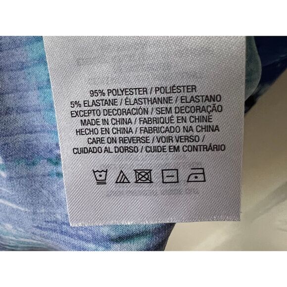 Tahari Dress Women's Size S/P/CH Ruffle blue white printed wrap Ruched sheath - Picture 3 of 12